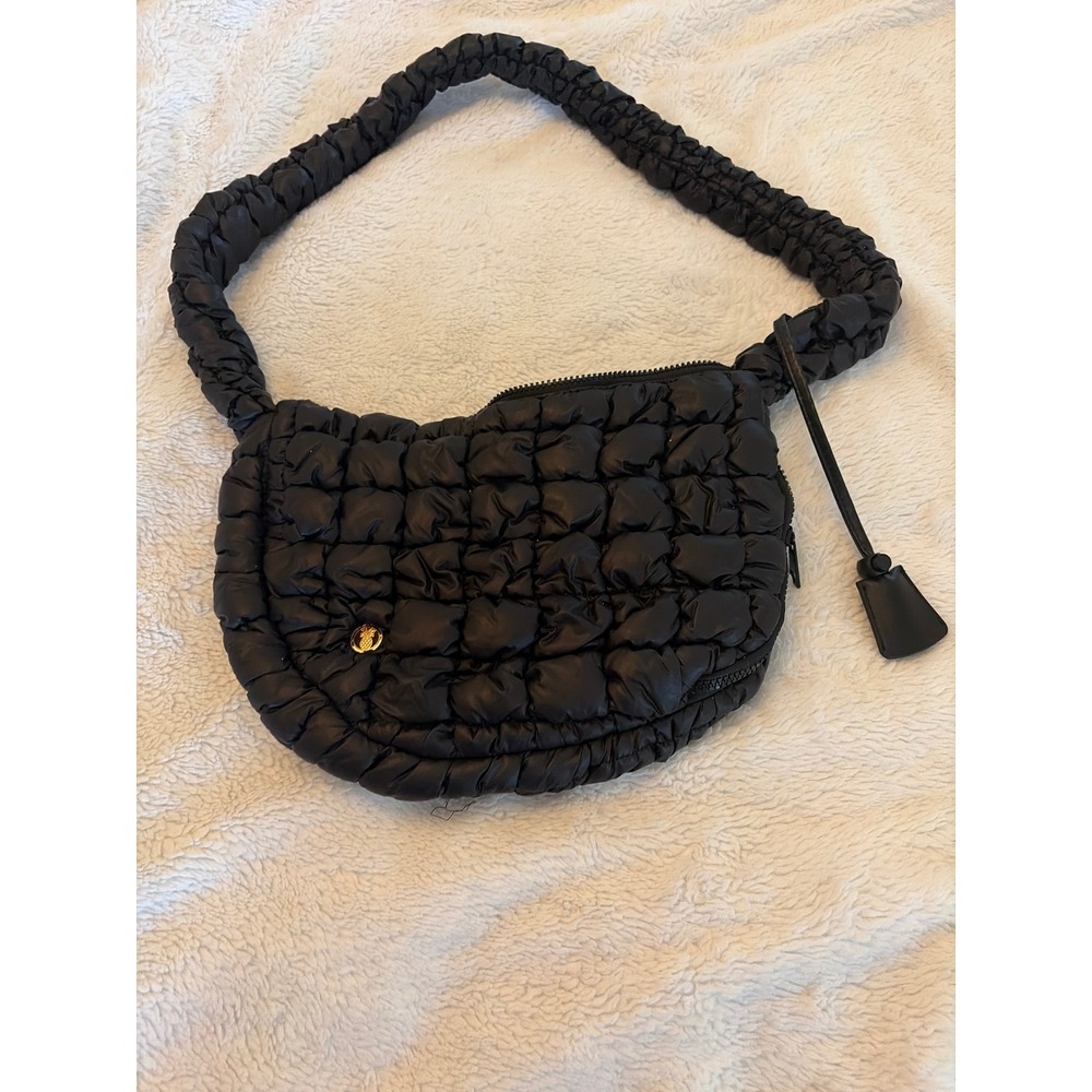 Black Quilted Puffer Bag Bubble grunge, boho